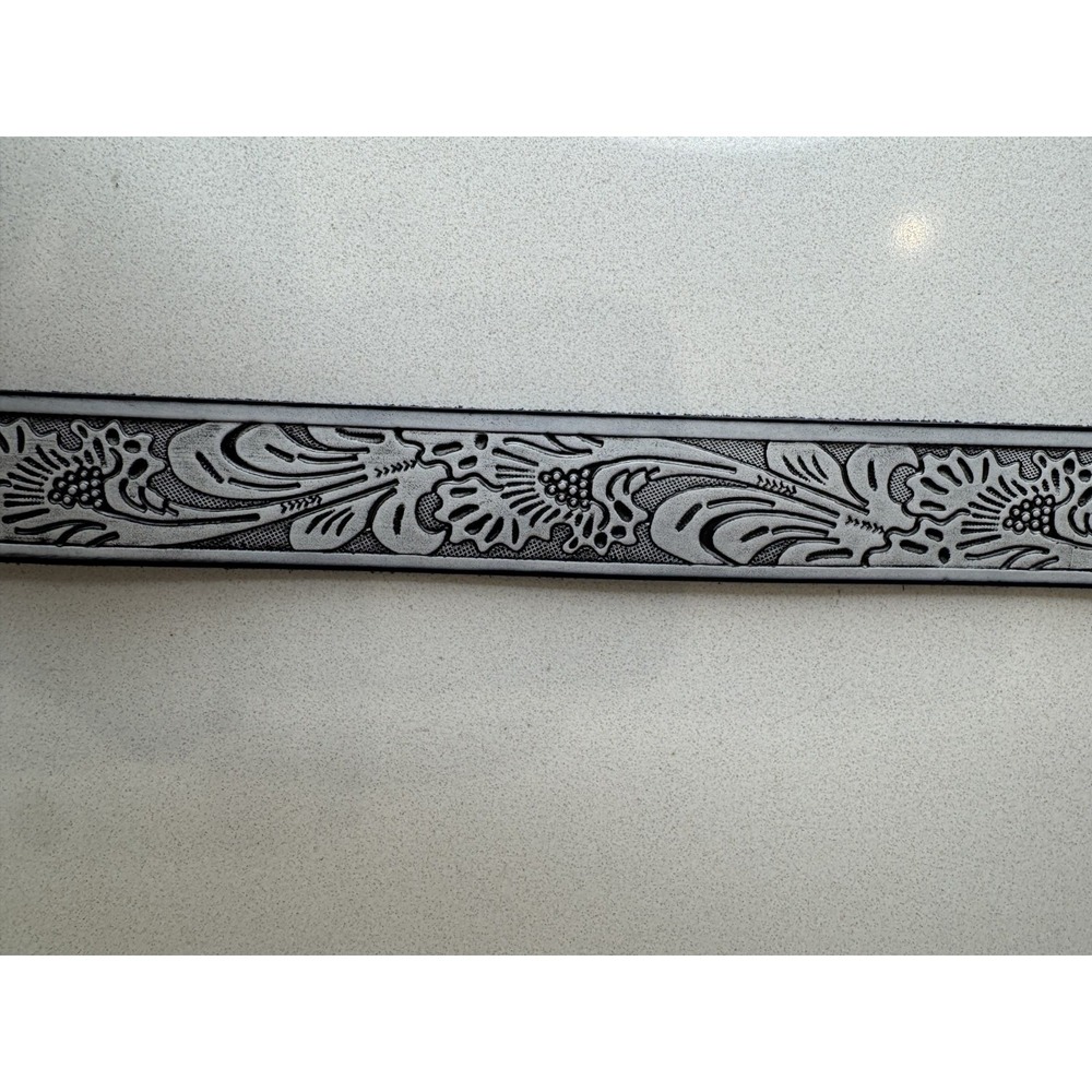 Belts Western Floral Tooled Leather Belt Lot 2 Tan White Snap 34 Genuine Leather - Picture 9 of 9